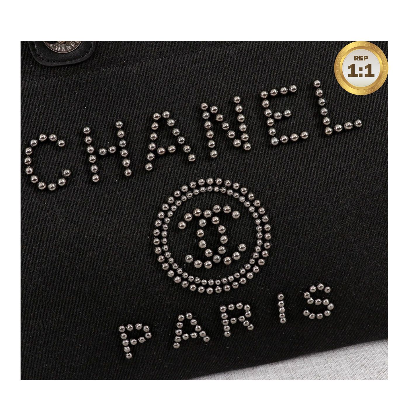 [REP 1:1] Chanel Large Deauville Pearl Tote Bag Black For Women 15in/38cm